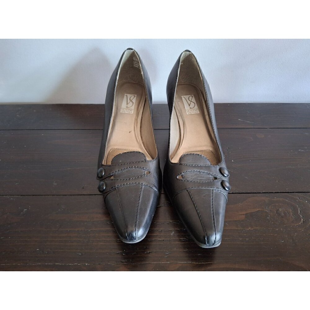 Victoria Spencer Black Leather "Sara Lee" Pumps/Pre-owned. Sz. 8.5M EUC - Picture 5 of 9